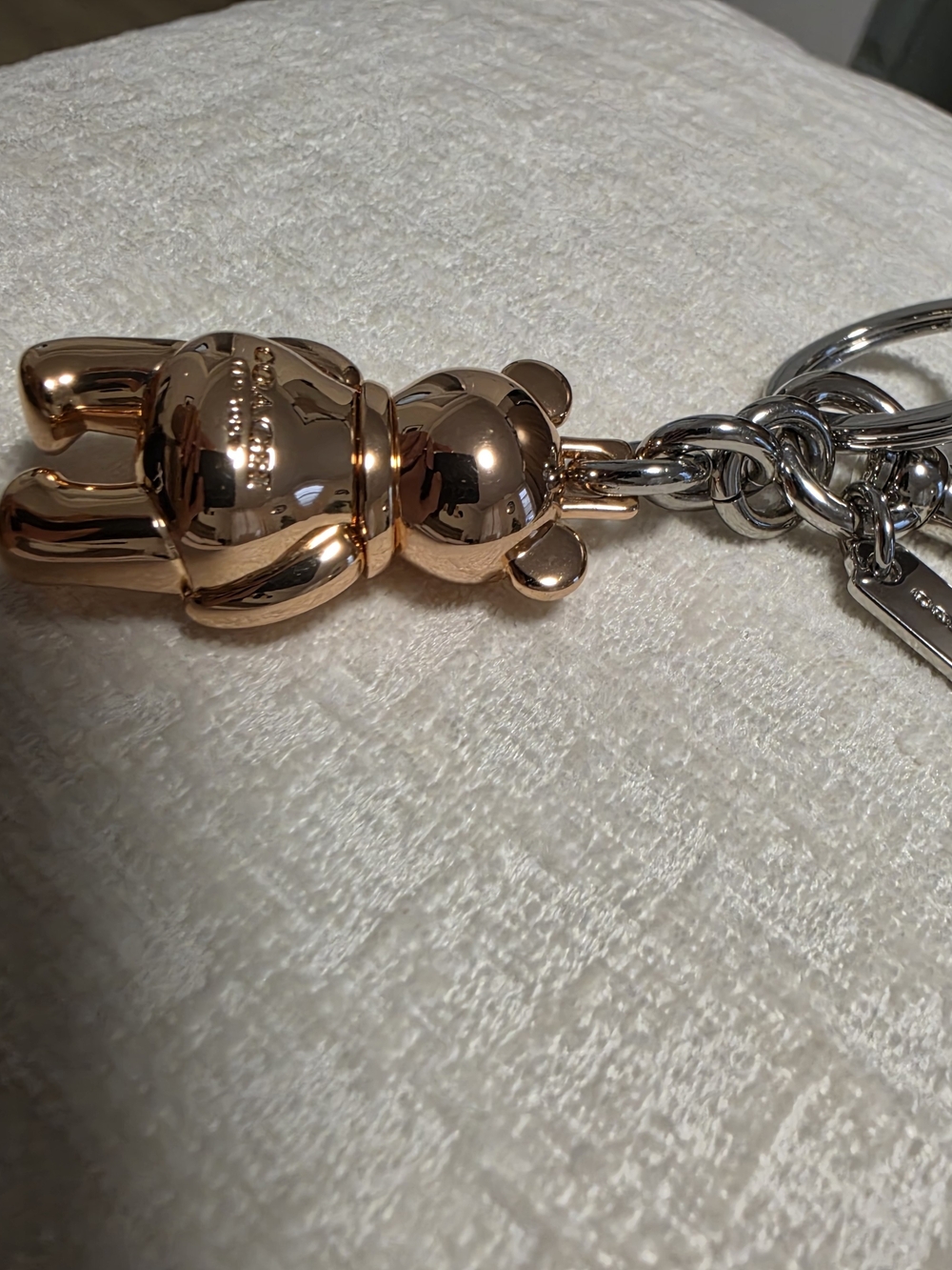 Coach Rose Gold & Silver Bear Keychain Charm - Picture 2 of 4